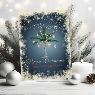Elegant Christmas Balls,Palm Tree,Snowflakes  Holiday Card