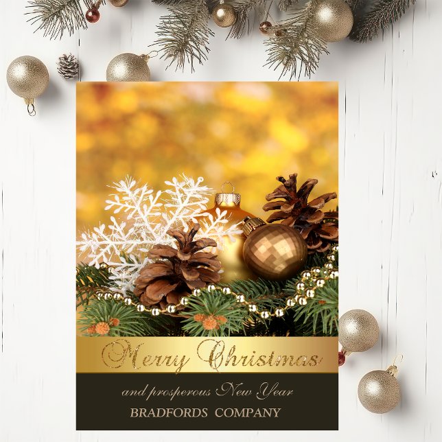 Elegant Christmas Balls,Pine Cones Company   Holiday Card (Creator Uploaded)