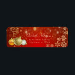 Elegant Christmas Balls , Snowflakes Return Address Label<br><div class="desc">Elegant christmas balls and  snowflakes on red background.</div>