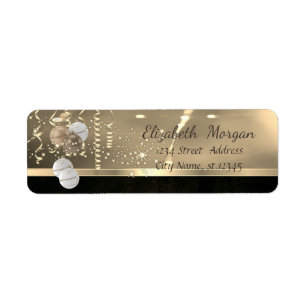Elegant Christmas Balls ,Sparkle,Faux Gold Return Address Label
