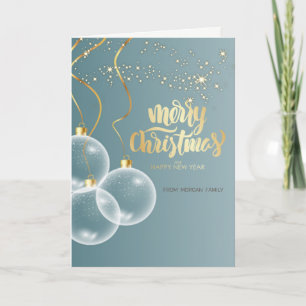 Elegant Christmas Balls,Stars Blue Christmas Holiday Card