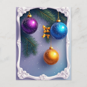 ❄️ Elegant Christmas Bauble Arrangement 🎄 Pine Postcard