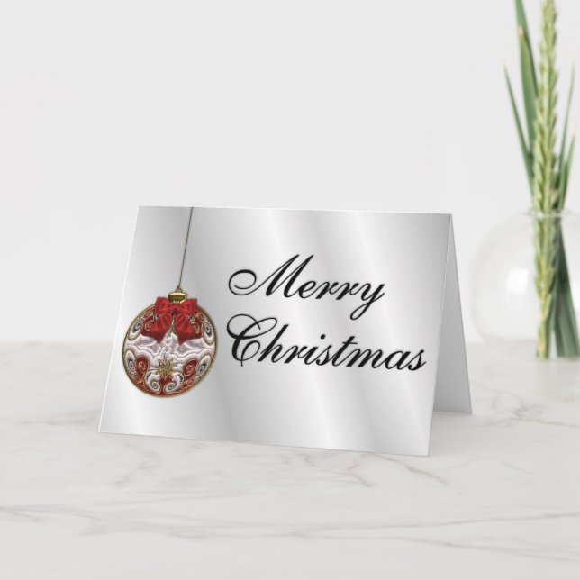 Elegant Christmas Bauble Holiday Card (Front)