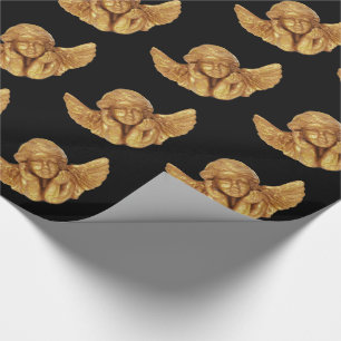 ELEGANT CHRISTMAS  BEAUTIFUL GOLDEN ANGEL GIFTS WRAPPING PAPER