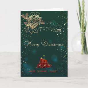 Elegant Christmas Bell,Candles Holiday Card