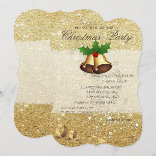 Elegant Christmas Bells,Glittery, Corporate Party Invitation