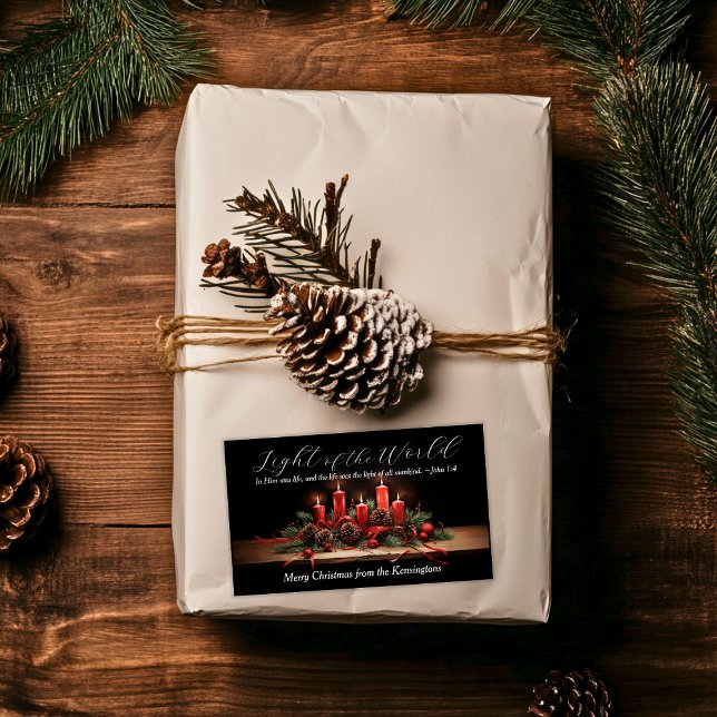 Elegant Christmas Bible Verse Light of the World Rectangular Sticker (Elegant Christmas Bible Verse Light of the World Rectangular Sticker)