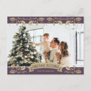 Elegant Christmas Blessings Christian Photo Holiday Postcard