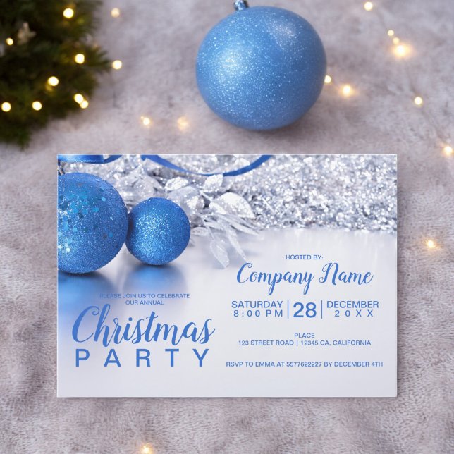 Elegant Christmas blue ball ice business corporate Invitation (Elegant Christmas blue ball ice business corporate Invitation)