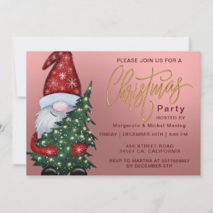 Elegant Christmas Bokeh Tree Party Gold Pink  Invitation