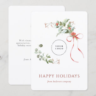 Elegant Christmas Botanical Corporate Business Holiday Card