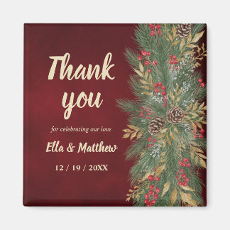 Elegant Christmas Botanical Wedding Favour Magnet