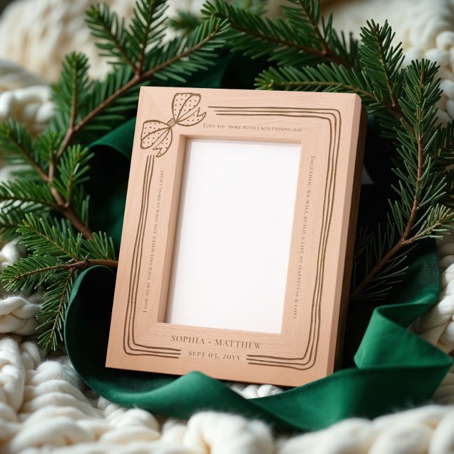 Elegant Christmas Bow Ribbon Wedding Vows Keepsake Etched Frames (Elegant Christmas Bow Ribbon Wedding Vows Keepsake Etched Frames)