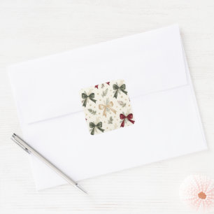 Elegant Christmas Bows Wrapping Paper Luxury Hol Square Sticker