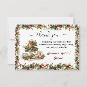 Elegant Christmas Bridal Shower Tea Party Thank You Card