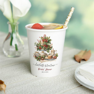 Elegant Christmas Bridal Shower Tea Time Party Paper Cups