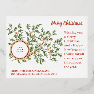 Elegant Christmas Business Corporate Logo Foil Holiday Postcard