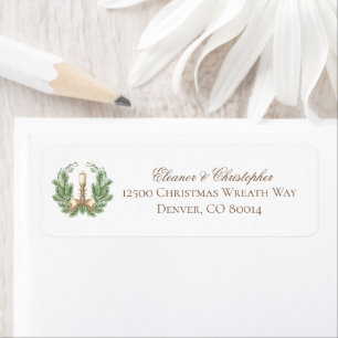 Elegant Christmas Candle Wreath Return Address Label