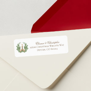 Elegant Christmas Candle Wreath Return Address Label