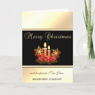 Elegant Christmas Candles,Balls  Company Holiday Card