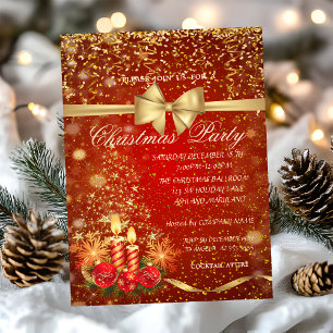 Elegant Christmas Candles, Tree Company Party Invitation