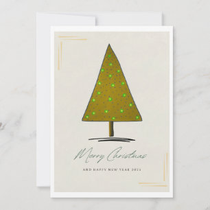 Elegant Christmas Card with Gold and Blue Geometri