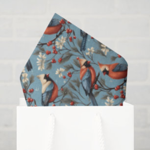 Elegant Christmas Cardinal Bird Pattern Tissue Paper