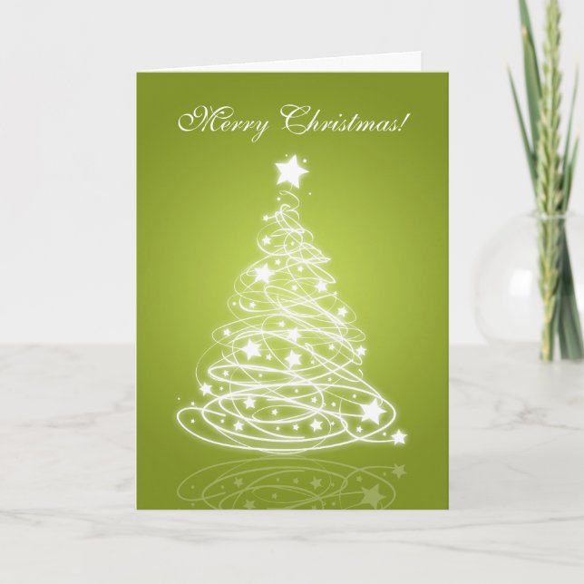 Elegant Christmas Cards Modern Tree Green (Front)