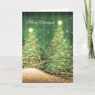 Elegant Christmas Cards Sparkling Trees Green