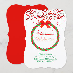 Elegant Christmas celebration on red & white Invitation