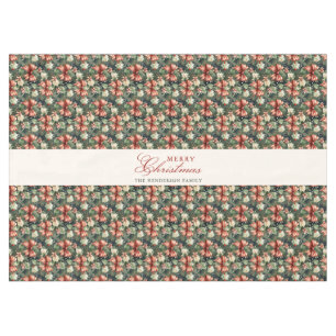 Elegant Christmas Cheer Candy Cane Bows Custom Tablecloth