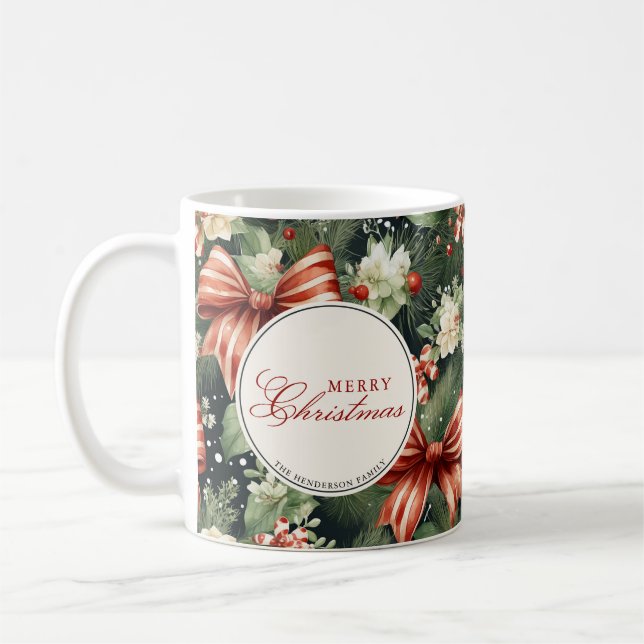 Elegant Christmas Cheer Personalised Coffee Mug (Left)