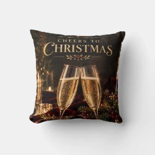 Elegant Christmas Cheers to Christmas Champagne Cushion