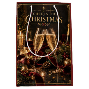 Elegant Christmas Cheers to Christmas Champagne Medium Gift Bag