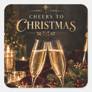 Elegant Christmas Cheers to Christmas Champagne Square Sticker