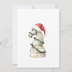 Elegant Christmas Chess Card – Watercolor Knight