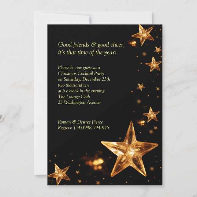 Elegant Christmas Cocktail Party Invitation (Front)