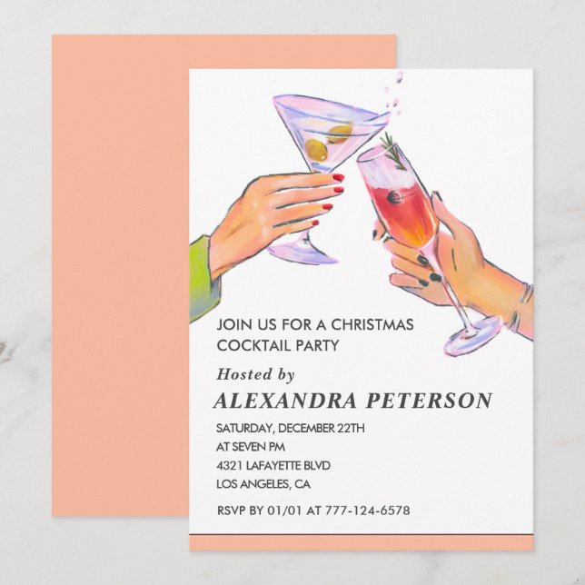 Elegant Christmas Cocktail Party Invitation (Front/Back)