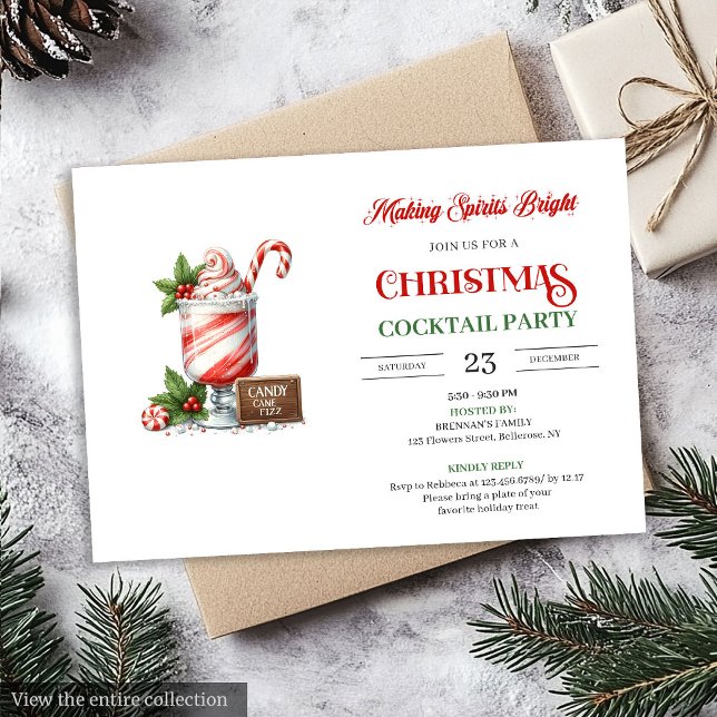 Elegant Christmas Cocktails Party printable invite (Elegant Christmas Cocktails Party printable invite)