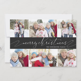 Elegant Christmas Collage 6 Photo Holiday Card
