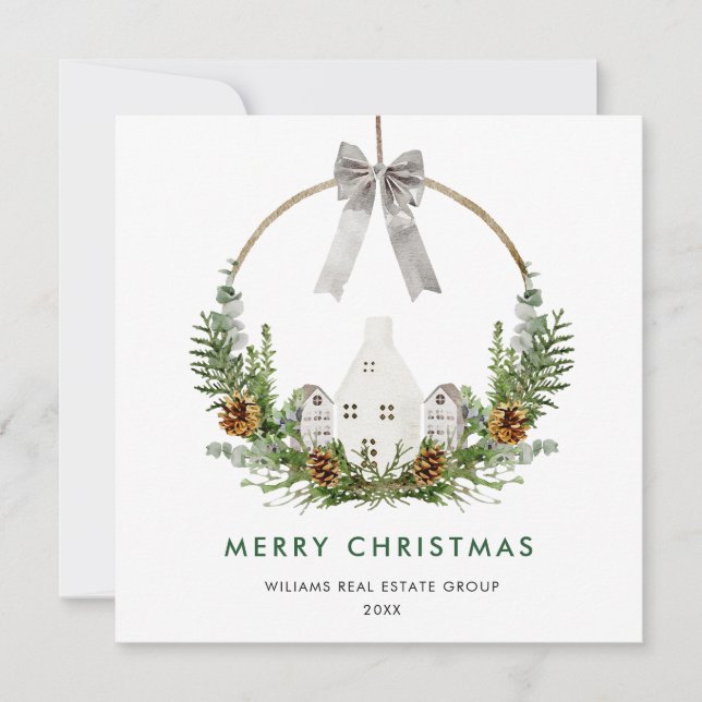 Elegant Christmas Composition Corporate Greeting Holiday Card (Front)