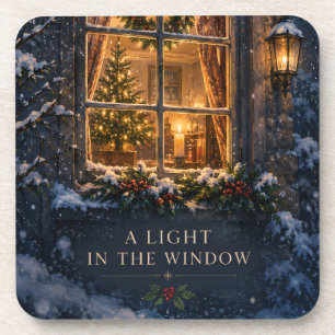 Elegant Christmas ,Cosy Light in the Window Winter Coaster