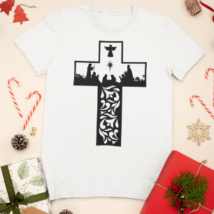 Elegant Christmas Cross T-Shirt