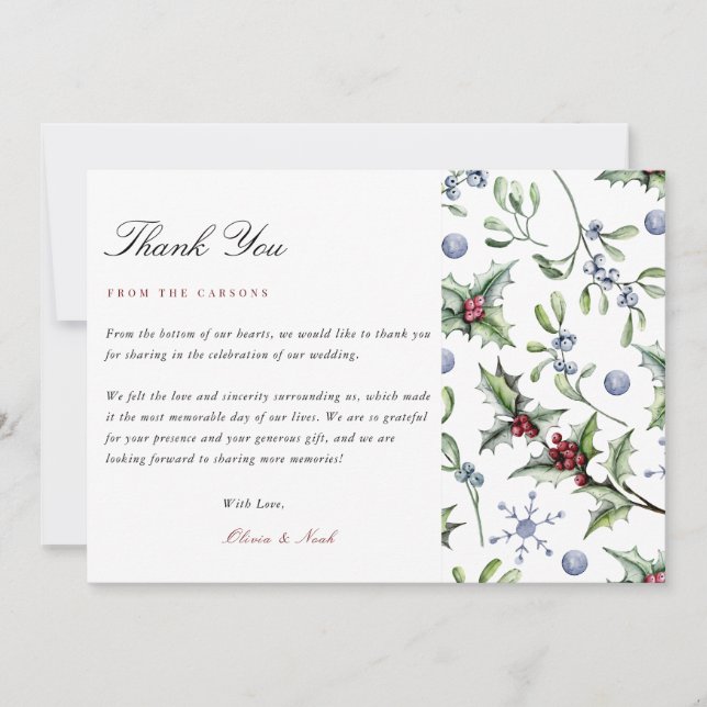 Elegant Christmas Decor Winter Thank you Card (Front)