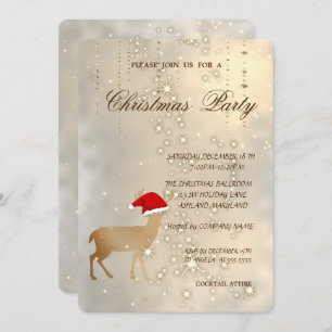 Elegant Christmas Deer Sant Hat,Christmas Party Invitation