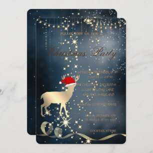 Elegant Christmas Deer Santa Hat,Christmas Party Invitation