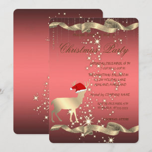 Elegant Christmas Deer Santa Hat,Christmas Party Invitation