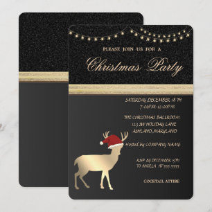 Elegant Christmas Deer Santa Hat,Christmas Party Invitation