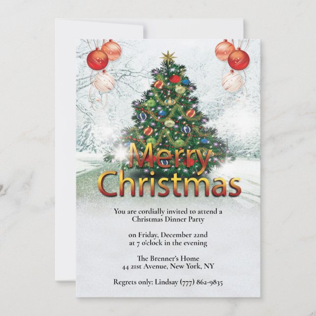 Elegant Christmas Design Party Invitation (Front)