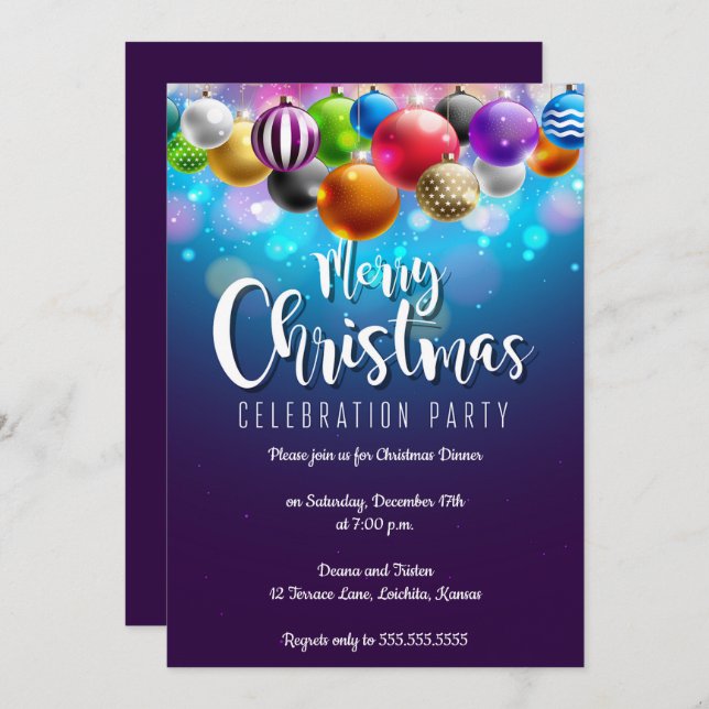 Elegant Christmas Design Party Invitation (Front/Back)